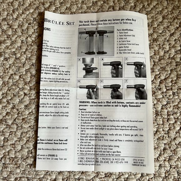 BONJOUR - Professional Culinary Torch - NEW in Box - Picture 5 of 6